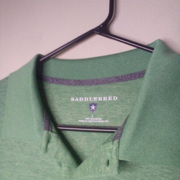 Saddlebred Polo Shirt Men L Short Sleeve Golf Green - Picture 7 of 12